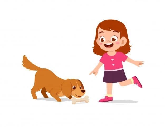 Pet parent helping puppy learn food eating etiquettes